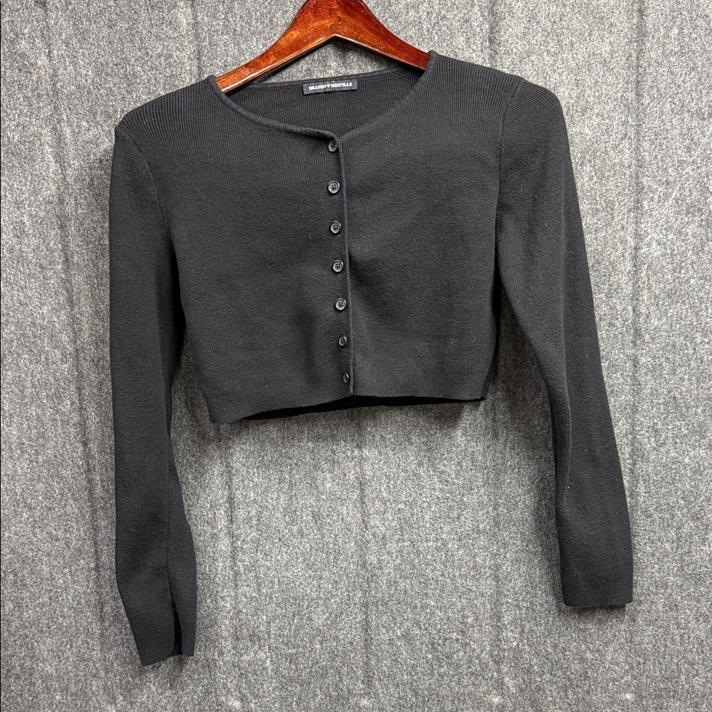 Brandy Melville Black Cropped Button-Down Shirt
